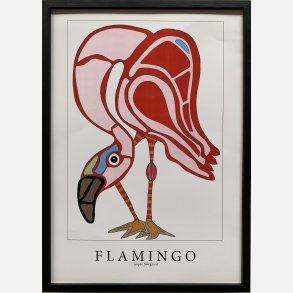 Flamingo  - lyserd  43,5x31,5 cm