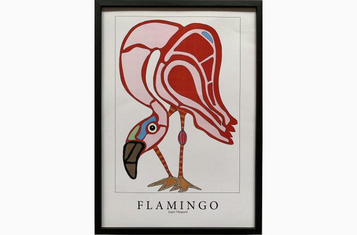 Flamingo  - lyserd  43,5x31,5 cm