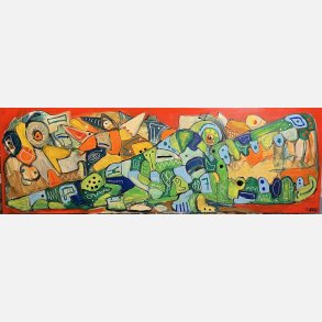 Crocodile dreaming on a Cubic monday 180x60 cm