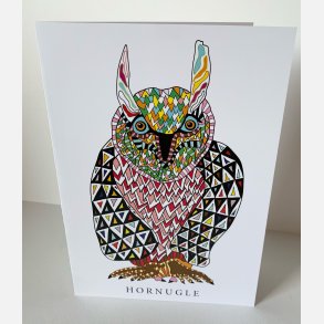 Hornugle   dobbeltkort 21x15 cm