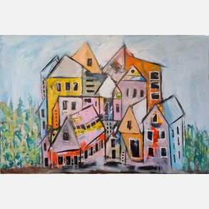 Somewhere in the Forrest you find - the secret house of mine 100x150 cm