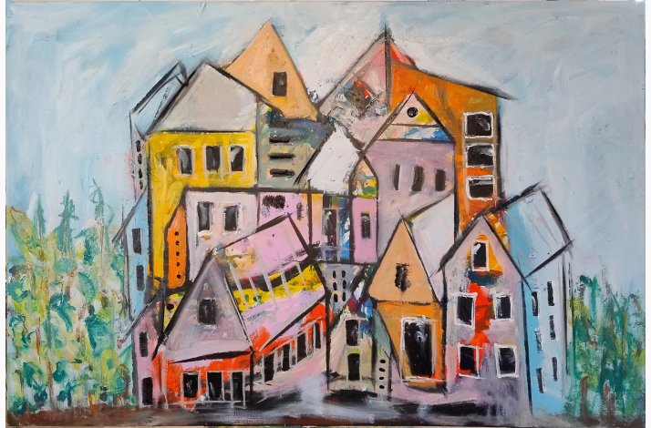 Somewhere in the Forrest you find - the secret house of mine 100x150 cm