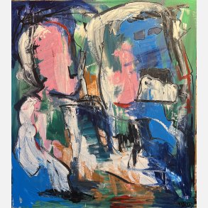 Det sted i det grnne, hvor det bliver lidt pink 90x80 cm