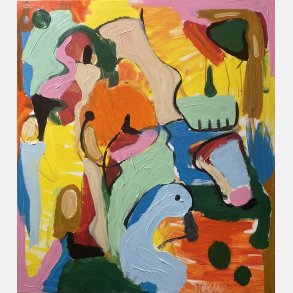 N�r din verden spiller gr�nne bolde - s� grib dem 90x80 cm