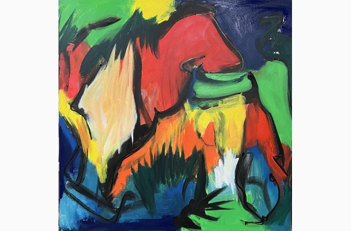 P toppen af rde hest  100x100 cm