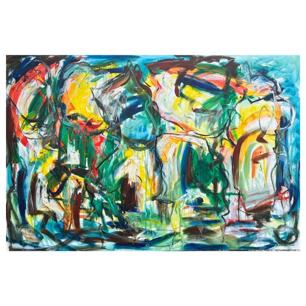 "Mellem alt det grnne i haven finder du blet p et tidspunkt" 146x218 cm