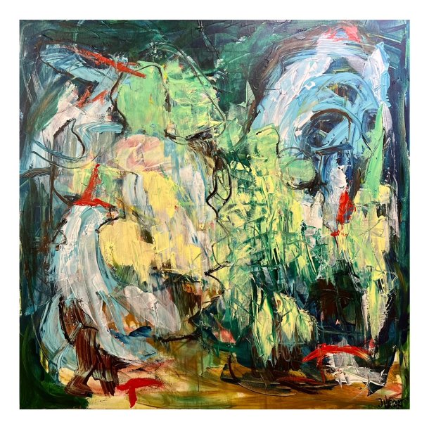 "Der findes ingen ord, der er store nok, til det du tror du ser, mens det sker" 100x100 cm