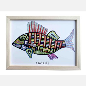 Aborre  16,5x22,5 cm indrammet i fyrtr