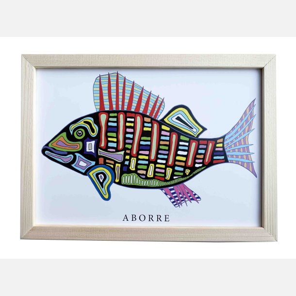 Aborre  16,5x22,5 cm indrammet i fyrtr