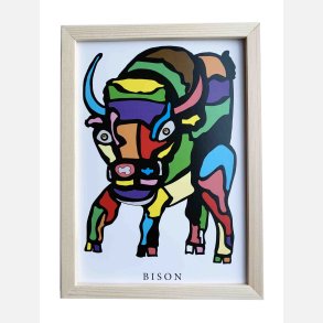 Bison  16,5x22,5 cm indrammet i fyrtr