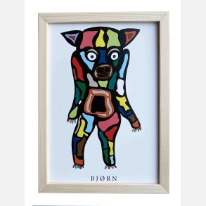 Bjrn  16,5x22,5 cm indrammet i fyrtr