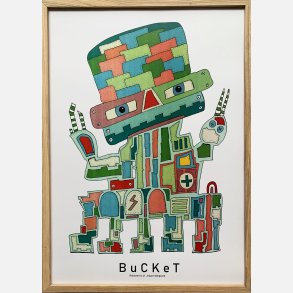 BuCKeT indrammet i eg 43,5x31,5 cm