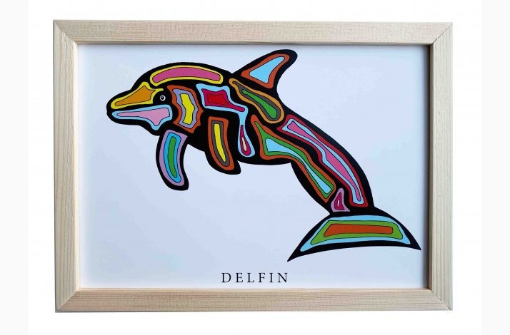 Delfin 16,5x22,5 cm indrammet i fyrtr