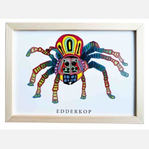 Edderkop 16,5x22,5 cm indrammet i fyrtr