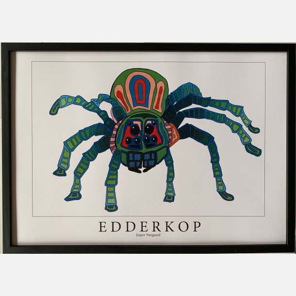 Edderkop  bl / grn 31,5x43,5 cm