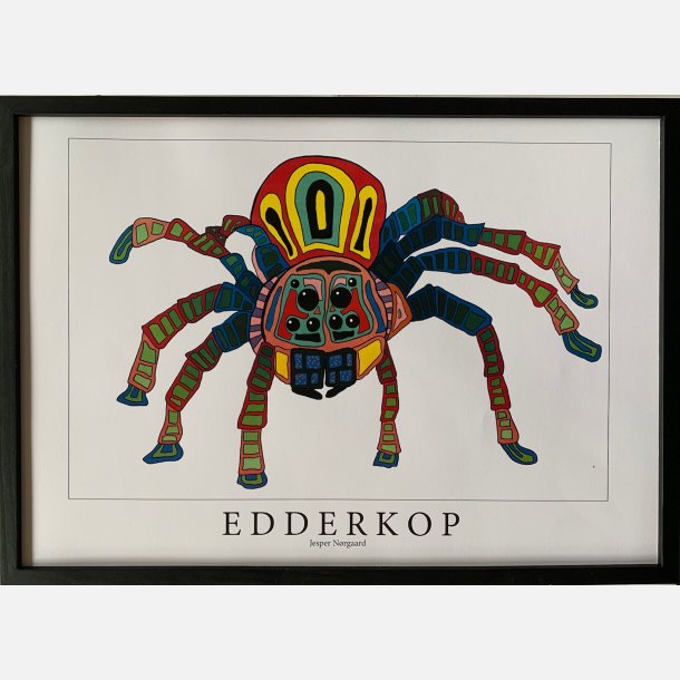 Edderkop  rd / gul 31,5x43,5 cm