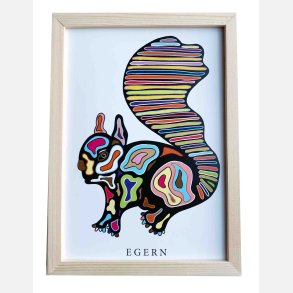 Egern  16,5x22,5 cm indrammet i fyrtr