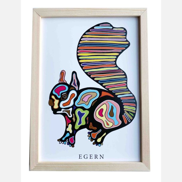Egern  16,5x22,5 cm indrammet i fyrtr