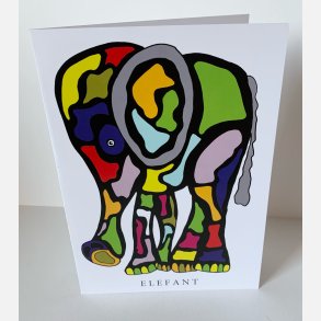 Elefant   dobbeltkort 21x15 cm