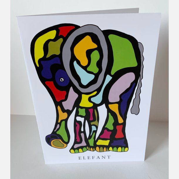 Elefant   dobbeltkort 21x15 cm
