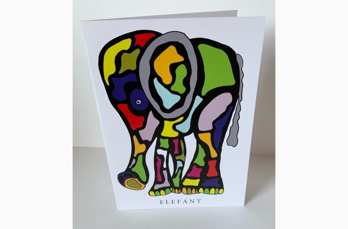 Elefant   dobbeltkort 21x15 cm