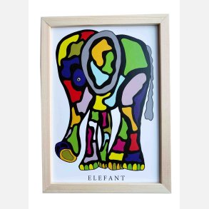 Elefant  16,5x22,5 cm indrammet i fyrtr