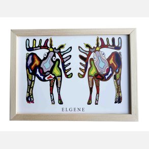 Elgene 16,5x22,5 cm indrammet i fyrtr