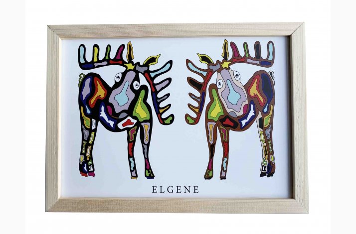 Elgene 16,5x22,5 cm indrammet i fyrtr