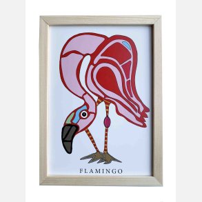 Flamingo  16,5x22,5 cm indrammet i fyrtr