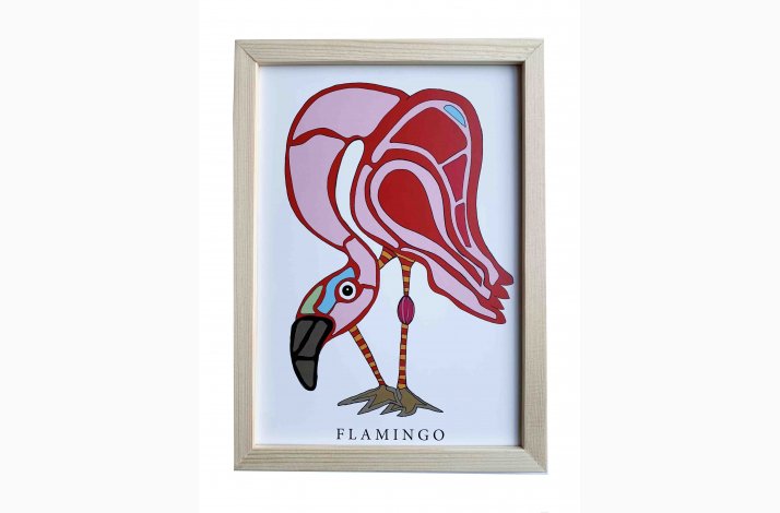 Flamingo  16,5x22,5 cm indrammet i fyrtr