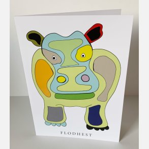 Flodhest   dobbeltkort 21x15 cm