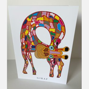 Giraf (rd)   dobbeltkort 21x15 cm