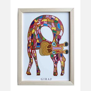 Giraf (rd)   22,5x16,5 cm indrammet i fyrtr