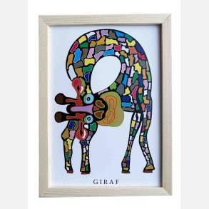 Giraf (sort)   22,5x16,5 cm indrammet i fyrtr