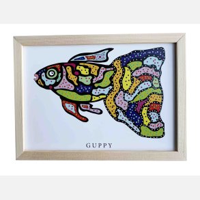 Guppy 16,5x22,5 cm indrammet i fyrtr