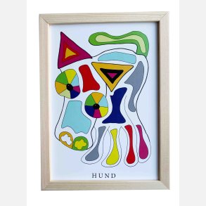 Hund 22,5x16,5 cm indrammet i fyrtr