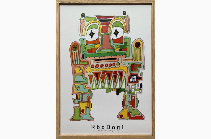 RboDog1 indrammet i eg 43,5x31,5 cm