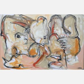 Den dag englen mistede sin vinge og elefanten sin snabel  100x150 cm