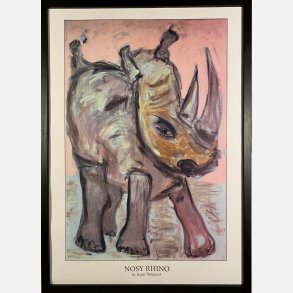 Nosy Rhino  43,5x31,5 cm indrammet