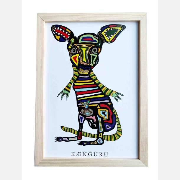Knguru  22,5x16,5 cm indrammet i fyrtr