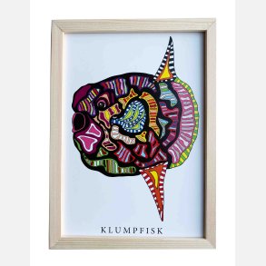 Klumpfisk  22,5x16,5 cm indrammet i fyrtr