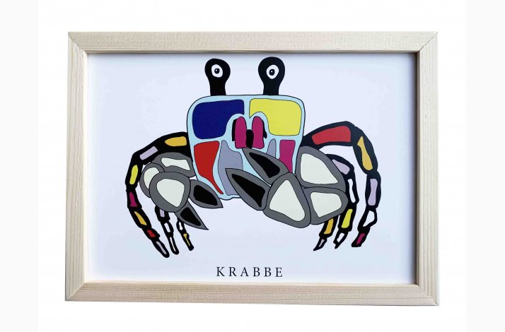 Krabbe 16,5x22,5 cm indrammet i fyrtr
