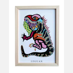 Leguan  22,5x16,5 cm indrammet i fyrtr