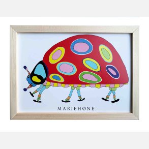 Mariehne 16,5x22,5 cm indrammet i fyrtr