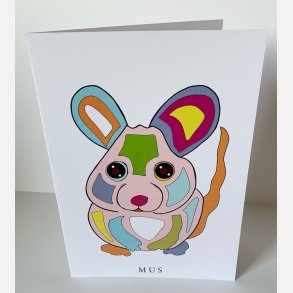 Mus   dobbeltkort 21x15 cm
