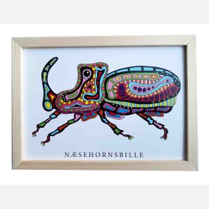 Nsehornsbille  16,5x22,5 cm indrammet i fyrtr