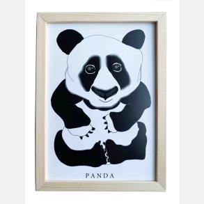 Panda  22,5x16,5 cm indrammet i fyrtr