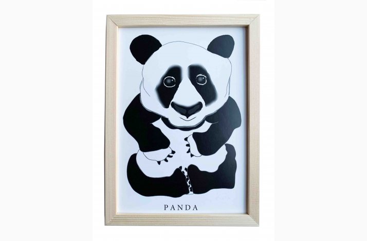Panda  22,5x16,5 cm indrammet i fyrtr