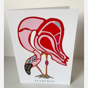 Flamingo   dobbeltkort 21x15 cm