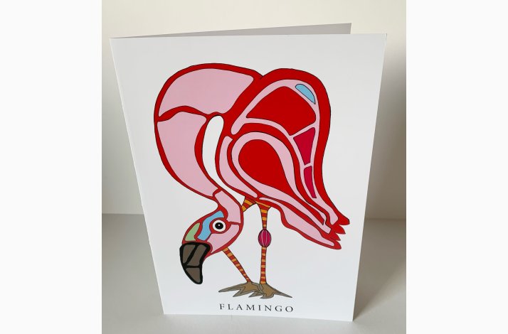 Flamingo   dobbeltkort 21x15 cm